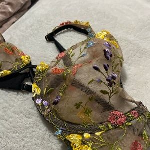 Floral VS embroidered lace bralette